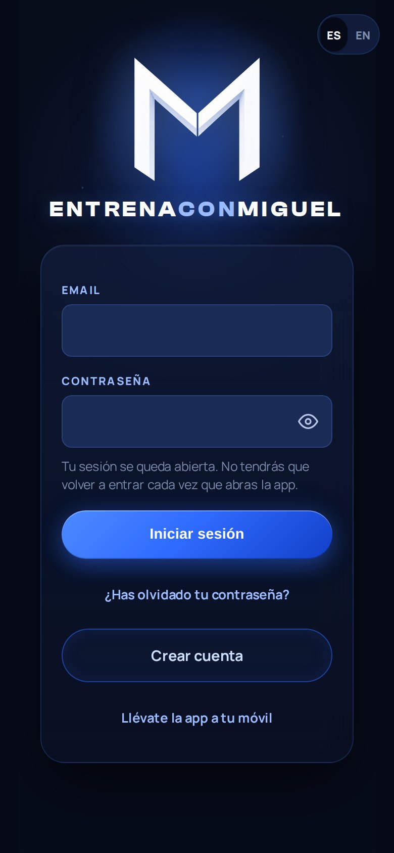 La pantalla de entrada de la app, con el logo